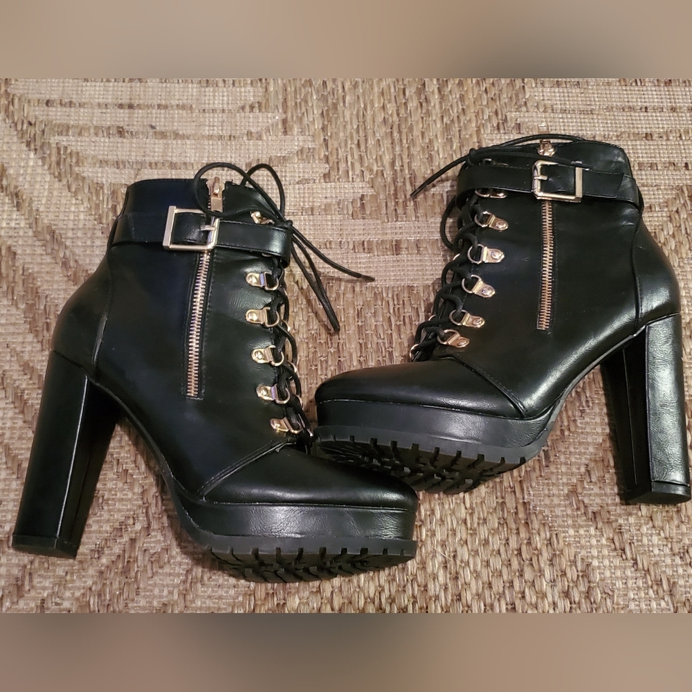Black Brea Platform Hiker Boots